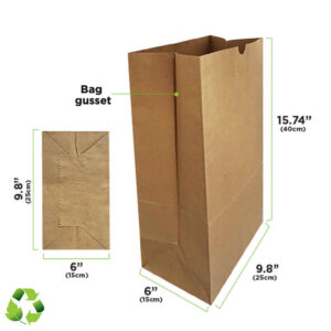 KRAFT PAPER BAGS DELIVERY #35 ~ (9.8" + 6" + 15.74") - 93GR - B/250 - BIOULTRAPAPER