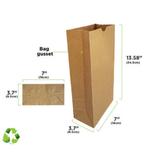 KRAFT PAPER BROWN BAGS # 12 (7" + 3.7" + 13.58") - 81GR - B/500 - BIOULTRAPAPER