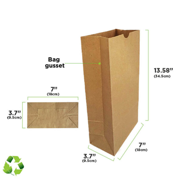 KRAFT PAPER BROWN BAGS # 12 (7" + 3.7" + 13.58") - 81GR - B/500 - BIOULTRAPAPER