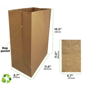 KRAFT PAPER BROWN BAGS # XL (11.6" + 6.7" + 16.5") - 93GR - PACK/250 - BIOULTRAPAPER