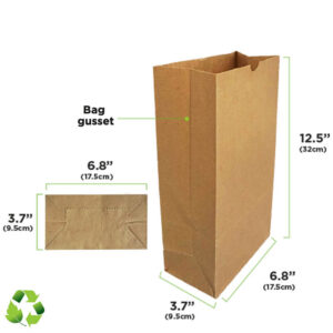 KRAFT PAPER BROWN BAGS # 10 (6.8" + 3.7" + 12.5") - 65GR - B/500 - BIOULTRAPAPER