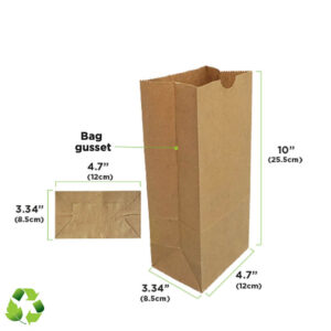 KRAFT PAPER BROWN BAGS # 5 (4.7" + 3.34" + 10") - 65GR - B/1000 - BIOULTRAPAPER