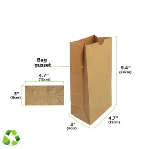 KRAFT PAPER BROWN BAGS # 4 (4.7" + 3" + 9.4") - 65GR - B/1500 - BIOULTRAPAPER