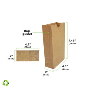 KRAFT PAPER BROWN BAGS # 2 (4.3" + 2" + 7.48") - 65GR - B/2000 - BIOULTRAPAPER
