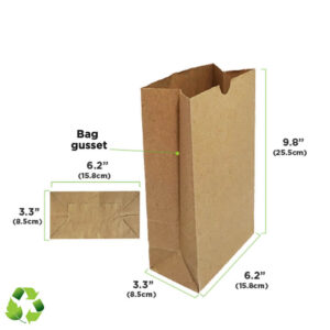 KRAFT PAPER BROWN BAGS # 6 (6.2" + 3.3" + 9.8") - 65GR - B/1000 - BIOULTRAPAPER