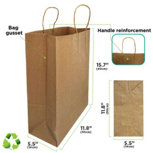 KRAFT PAPER BROWN BAGS (11.8" + 5.5" + 15.7") - 88GR - BOX/75 - BIOULTRAPAPER